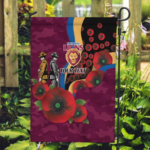 Brisbane Lions ANZAC Personalised Garden Flag Lest We Forget Poppy Camo