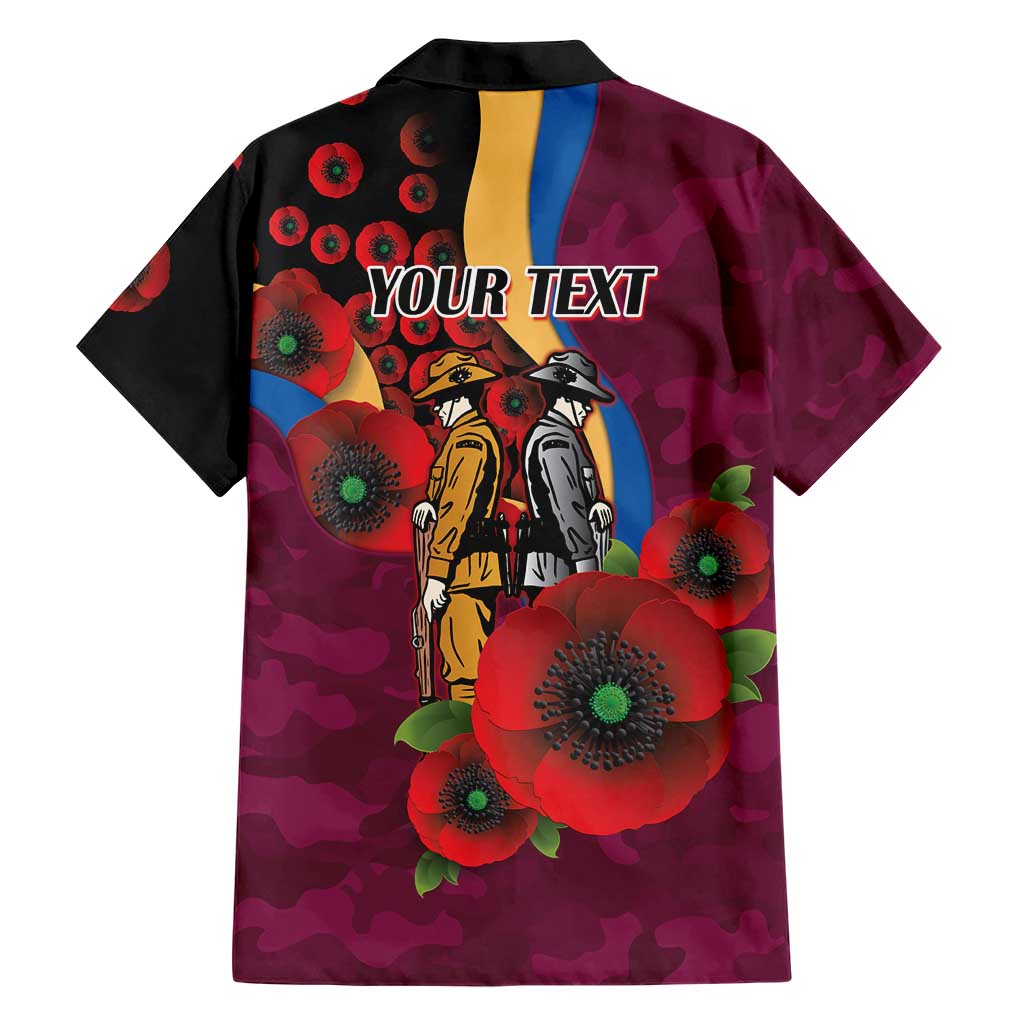 Brisbane Lions ANZAC Personalised Hawaiian Shirt Lest We Forget Poppy Camo