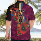 Brisbane Lions ANZAC Personalised Hawaiian Shirt Lest We Forget Poppy Camo