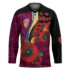 Brisbane Lions ANZAC Personalised Hockey Jersey Lest We Forget Poppy Camo