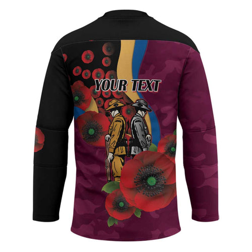 Brisbane Lions ANZAC Personalised Hockey Jersey Lest We Forget Poppy Camo