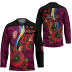 Brisbane Lions ANZAC Personalised Hockey Jersey Lest We Forget Poppy Camo