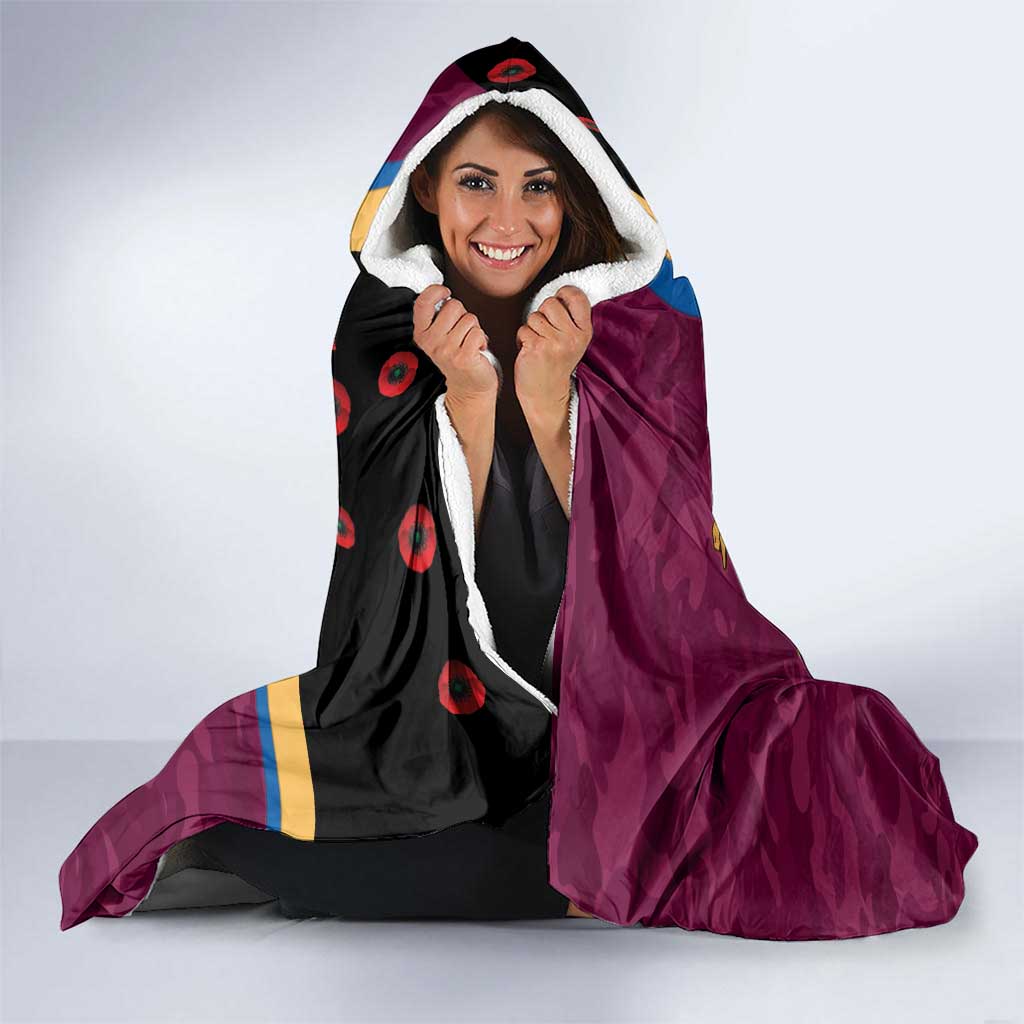 Brisbane Lions ANZAC Personalised Hooded Blanket Lest We Forget Poppy Camo