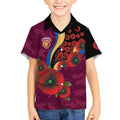 Brisbane Lions ANZAC Personalised Kid Hawaiian Shirt Lest We Forget Poppy Camo