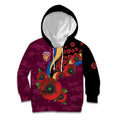 Brisbane Lions ANZAC Personalised Kid Hoodie Lest We Forget Poppy Camo