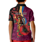 Brisbane Lions ANZAC Personalised Kid Polo Shirt Lest We Forget Poppy Camo