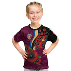 Brisbane Lions ANZAC Personalised Kid T Shirt Lest We Forget Poppy Camo