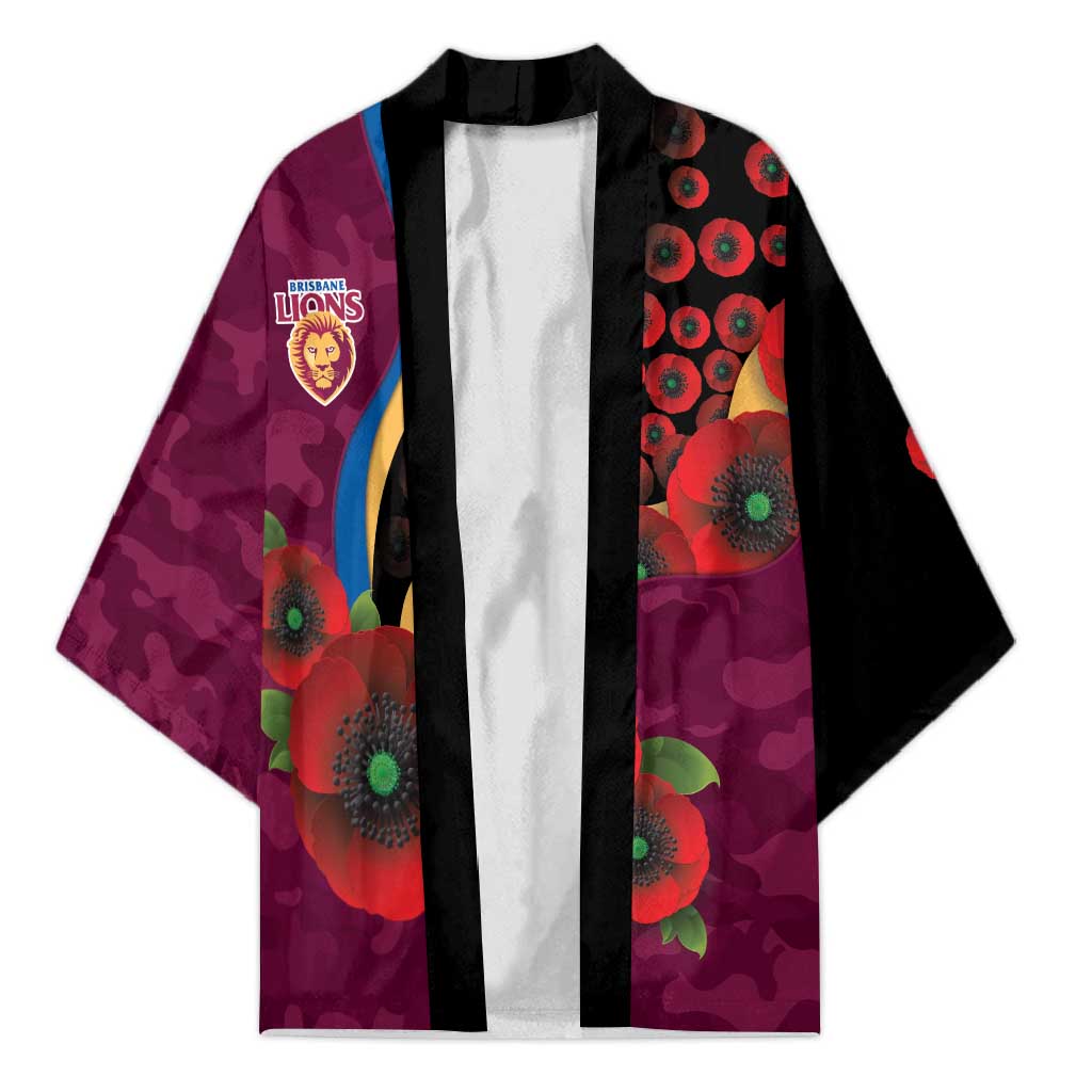 Brisbane Lions ANZAC Personalised Kimono Lest We Forget Poppy Camo