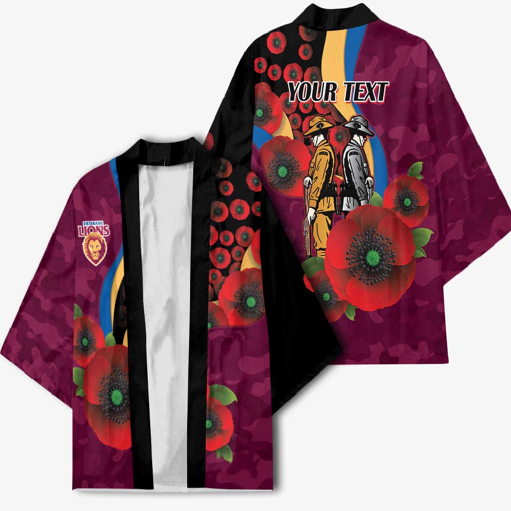 Brisbane Lions ANZAC Personalised Kimono Lest We Forget Poppy Camo