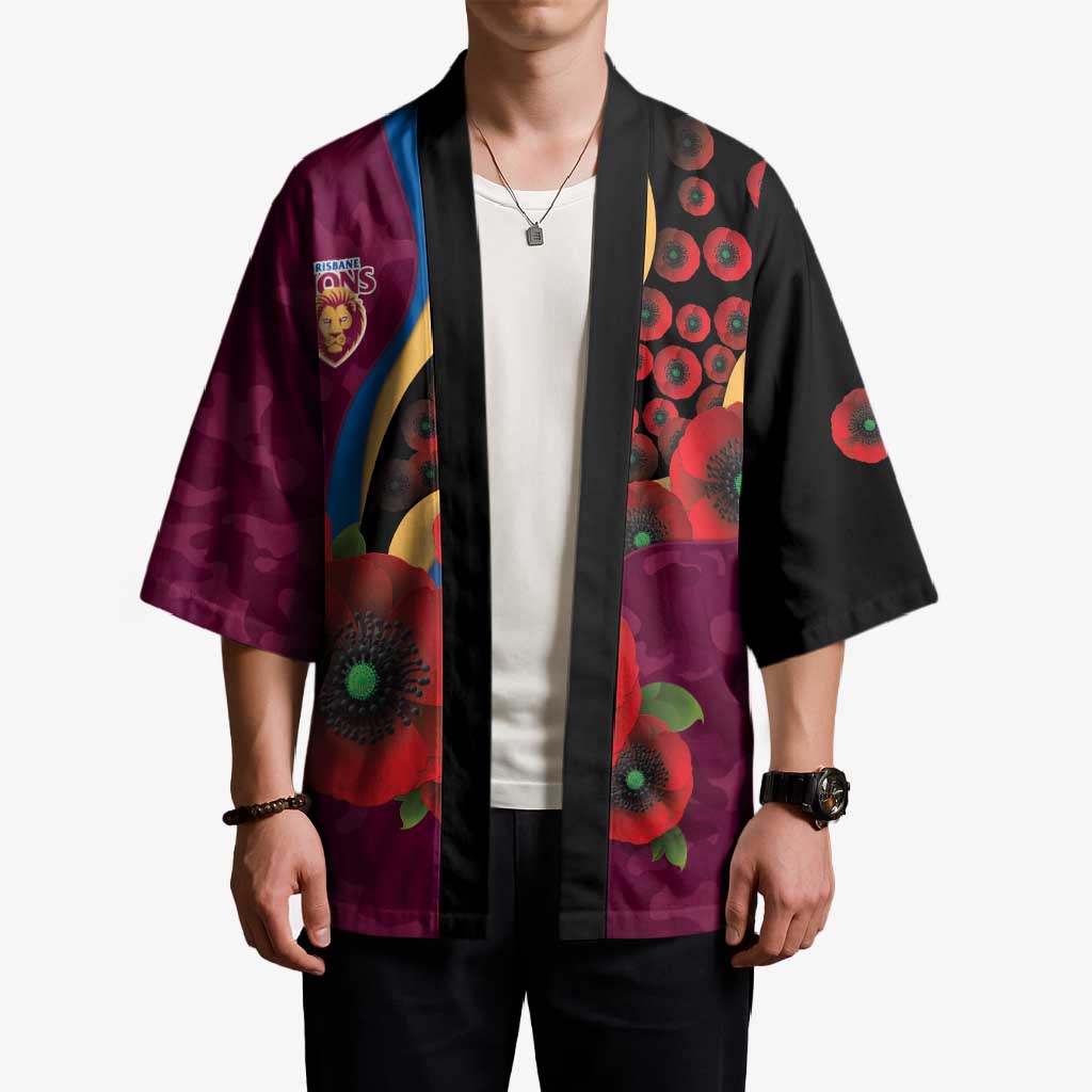 Brisbane Lions ANZAC Personalised Kimono Lest We Forget Poppy Camo