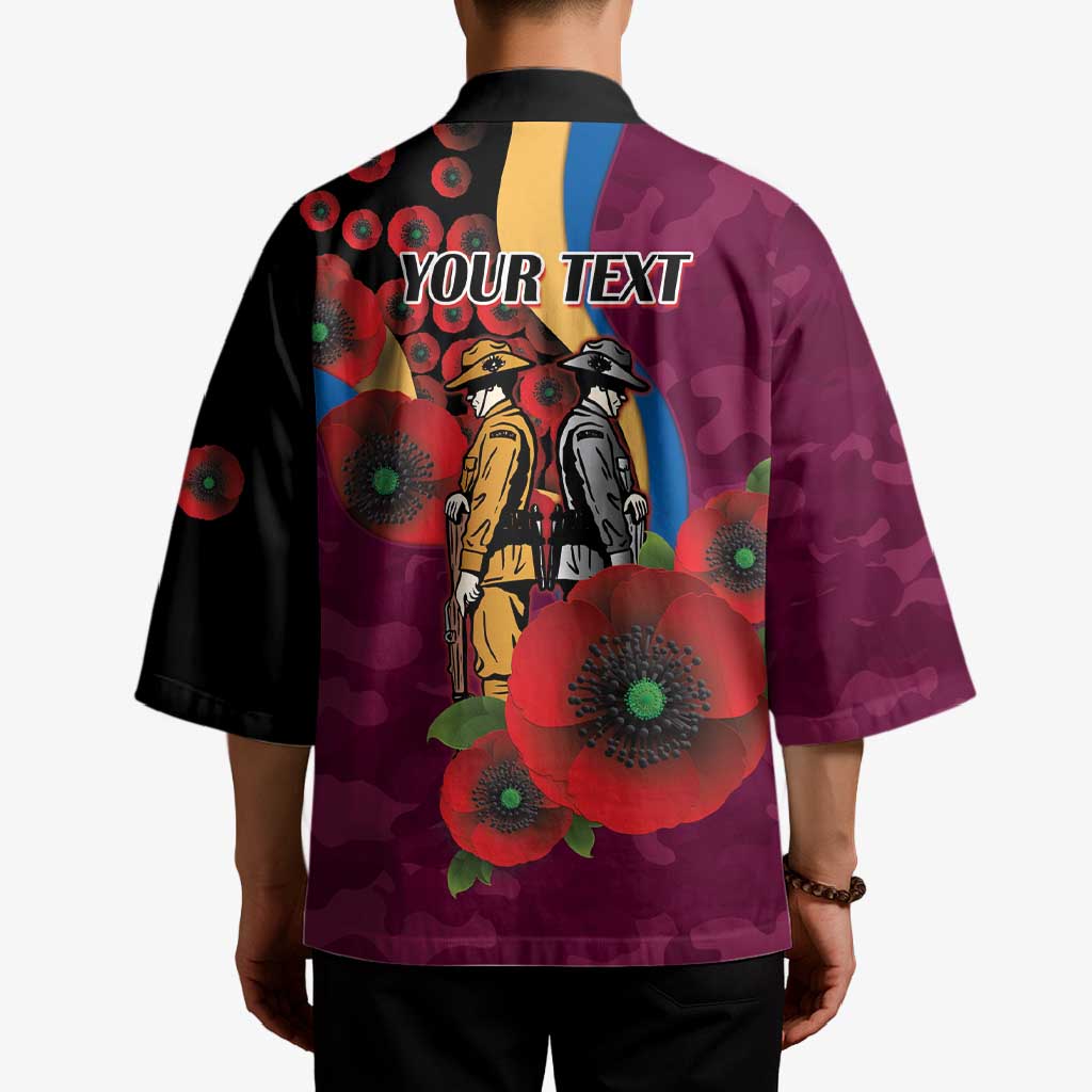 Brisbane Lions ANZAC Personalised Kimono Lest We Forget Poppy Camo