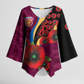 Brisbane Lions ANZAC Personalised Kimono Sleeve Blouse Lest We Forget Poppy Camo