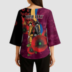 Brisbane Lions ANZAC Personalised Kimono Sleeve Blouse Lest We Forget Poppy Camo