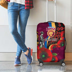 Brisbane Lions ANZAC Personalised Luggage Cover Lest We Forget Poppy Camo