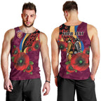 Brisbane Lions ANZAC Personalised Men Tank Top Lest We Forget Poppy Camo