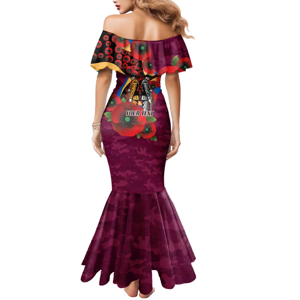 Brisbane Lions ANZAC Personalised Mermaid Dress Lest We Forget Poppy Camo
