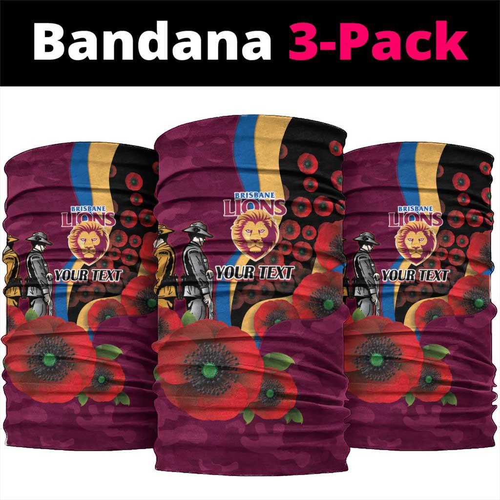 Brisbane Lions ANZAC Personalised Neck Gaiter Lest We Forget Poppy Camo