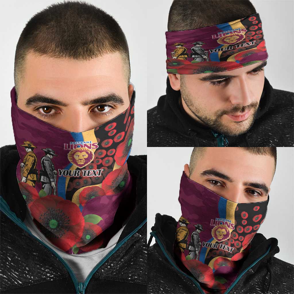 Brisbane Lions ANZAC Personalised Neck Gaiter Lest We Forget Poppy Camo