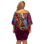 Brisbane Lions ANZAC Personalised Off Shoulder Short Dress Lest We Forget Poppy Camo