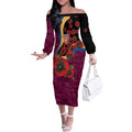 Brisbane Lions ANZAC Personalised Off The Shoulder Long Sleeve Dress Lest We Forget Poppy Camo