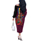 Brisbane Lions ANZAC Personalised Off The Shoulder Long Sleeve Dress Lest We Forget Poppy Camo