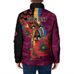 Brisbane Lions ANZAC Personalised Padded Jacket Lest We Forget Poppy Camo