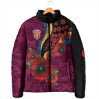 Brisbane Lions ANZAC Personalised Padded Jacket Lest We Forget Poppy Camo