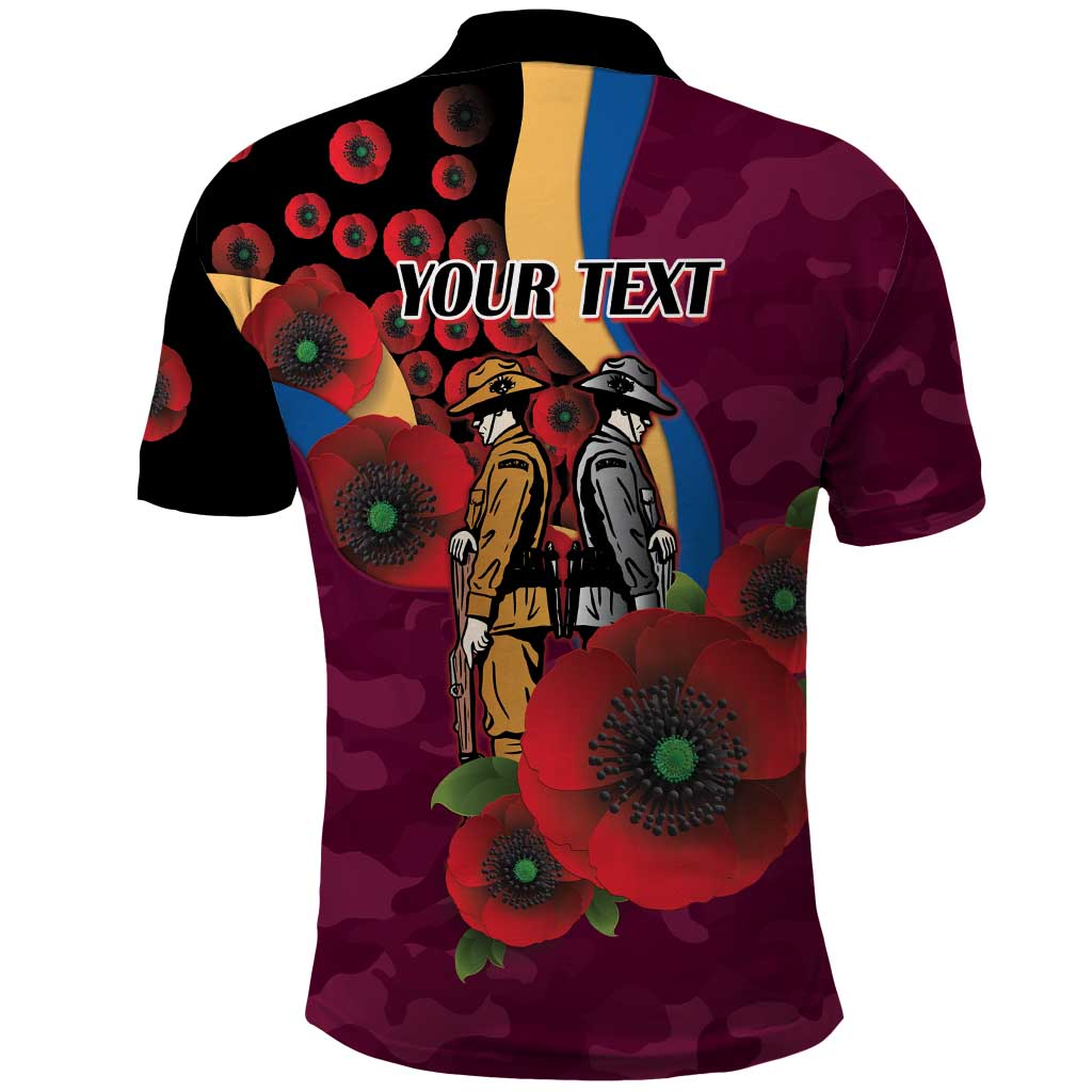 Brisbane Lions ANZAC Personalised Polo Shirt Lest We Forget Poppy Camo