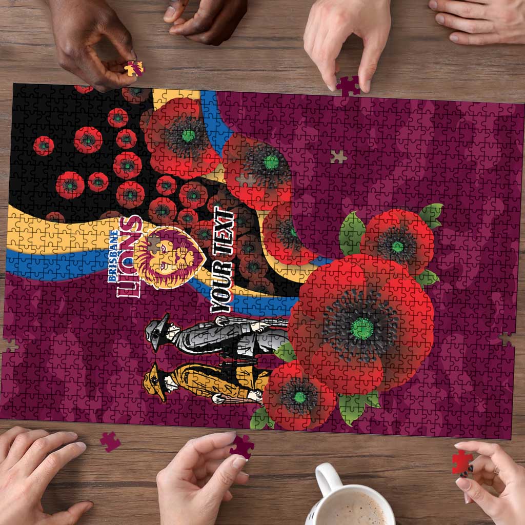 Brisbane Lions ANZAC Personalised Puzzle Lest We Forget Poppy Camo