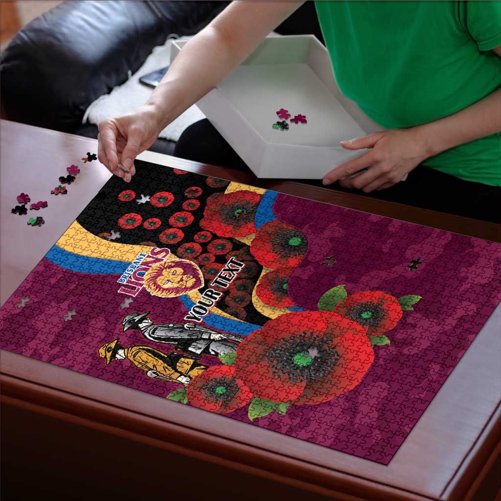 Brisbane Lions ANZAC Personalised Puzzle Lest We Forget Poppy Camo