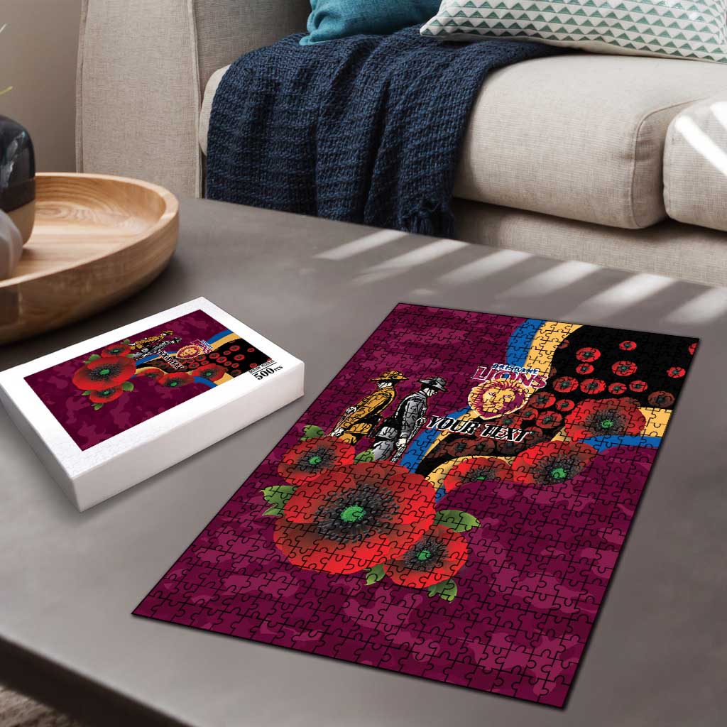 Brisbane Lions ANZAC Personalised Puzzle Lest We Forget Poppy Camo