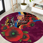 Brisbane Lions ANZAC Personalised Round Carpet Lest We Forget Poppy Camo