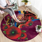 Brisbane Lions ANZAC Personalised Round Carpet Lest We Forget Poppy Camo