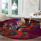 Brisbane Lions ANZAC Personalised Round Carpet Lest We Forget Poppy Camo