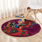 Brisbane Lions ANZAC Personalised Round Carpet Lest We Forget Poppy Camo