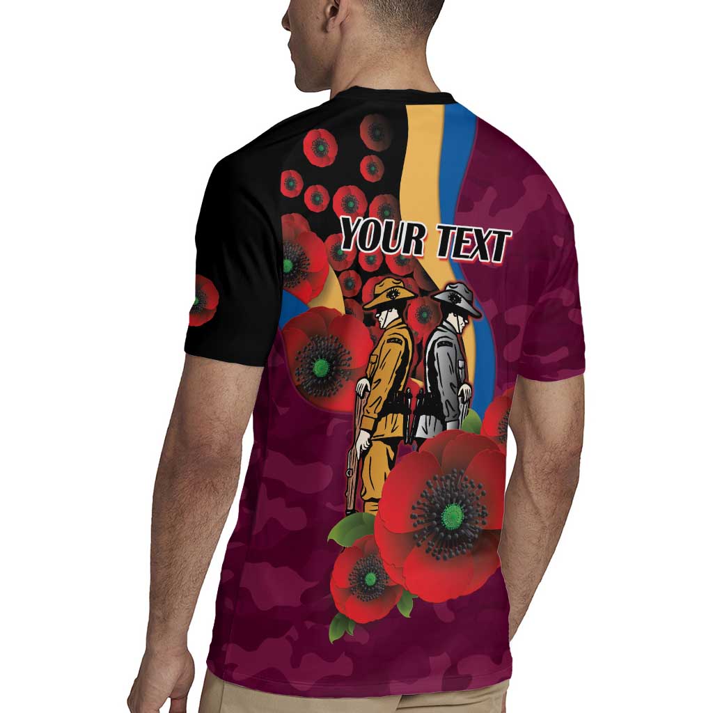 Brisbane Lions ANZAC Personalised Rugby Jersey Lest We Forget Poppy Camo