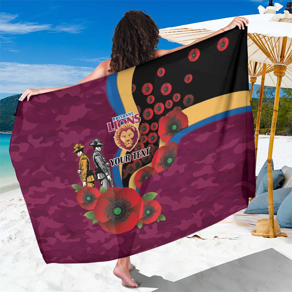 Brisbane Lions ANZAC Personalised Sarong Lest We Forget Poppy Camo