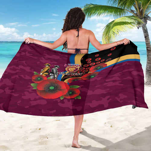 Brisbane Lions ANZAC Personalised Sarong Lest We Forget Poppy Camo