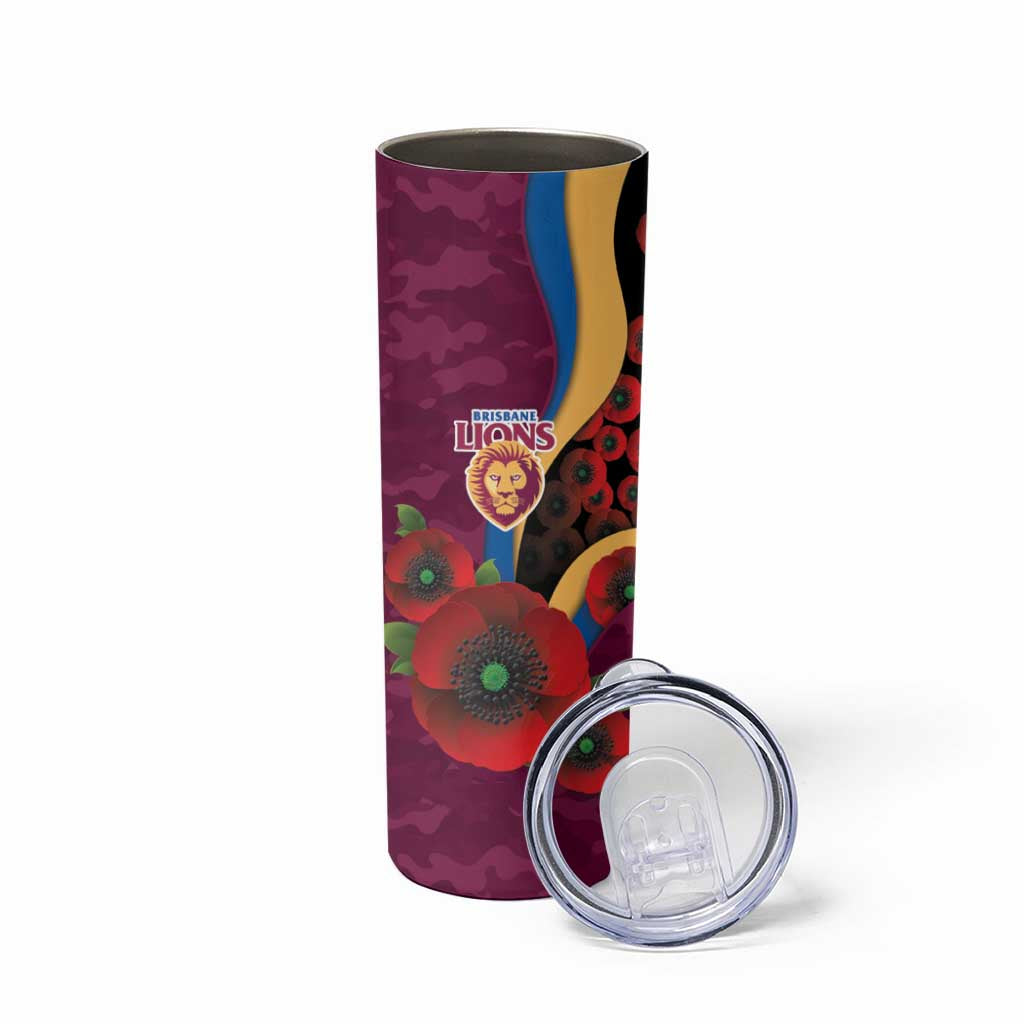 Brisbane Lions ANZAC Personalised Skinny Tumbler Lest We Forget Poppy Camo
