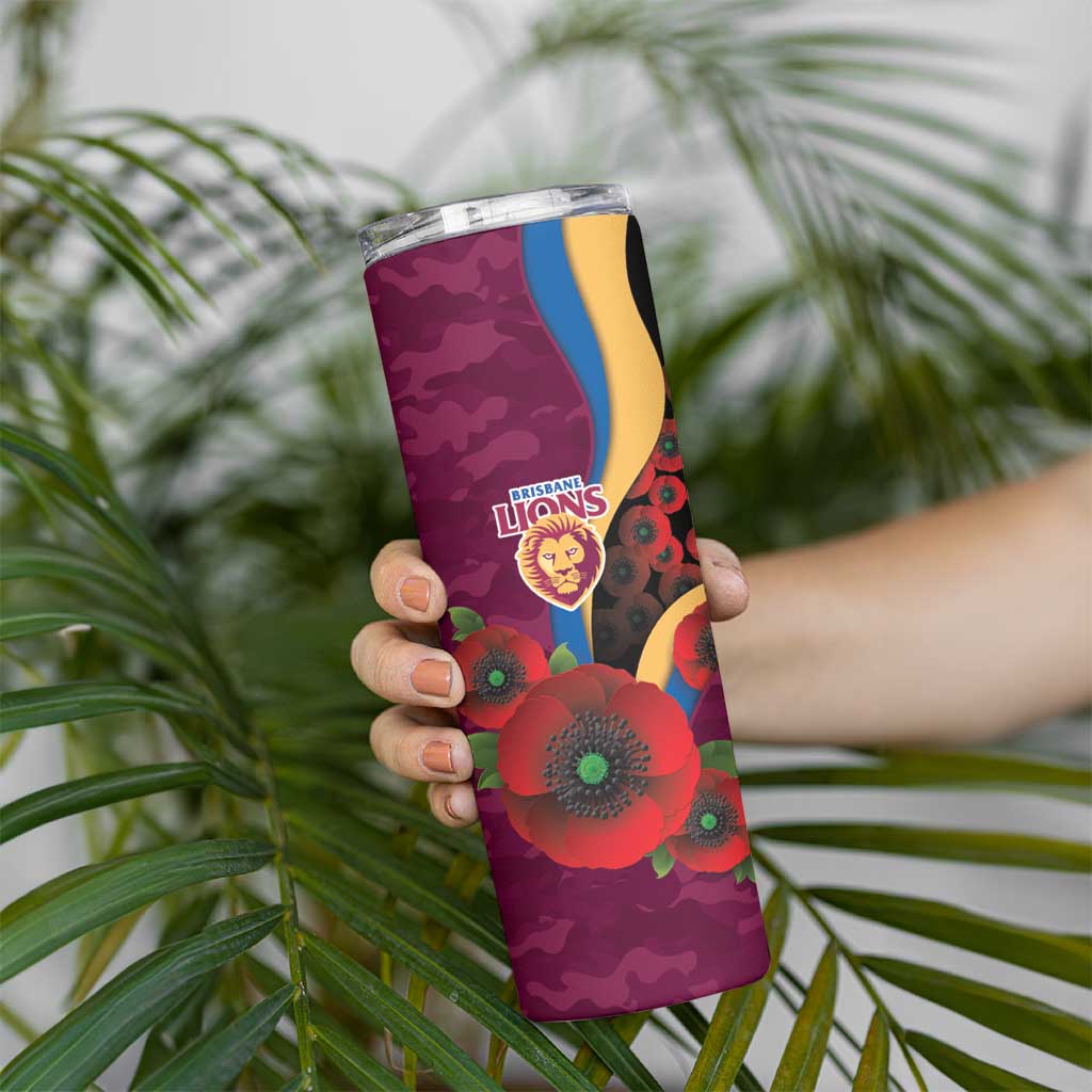 Brisbane Lions ANZAC Personalised Skinny Tumbler Lest We Forget Poppy Camo