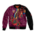 Brisbane Lions ANZAC Personalised Sleeve Zip Bomber Jacket Lest We Forget Poppy Camo