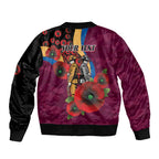 Brisbane Lions ANZAC Personalised Sleeve Zip Bomber Jacket Lest We Forget Poppy Camo