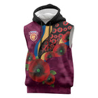 Brisbane Lions ANZAC Personalised Sleeveless Hoodie Lest We Forget Poppy Camo