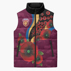 Brisbane Lions ANZAC Personalised Sleeveless Puffer Jacket Lest We Forget Poppy Camo