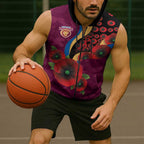 Brisbane Lions ANZAC Personalised Sleeveless Zip Hoodie Lest We Forget Poppy Camo