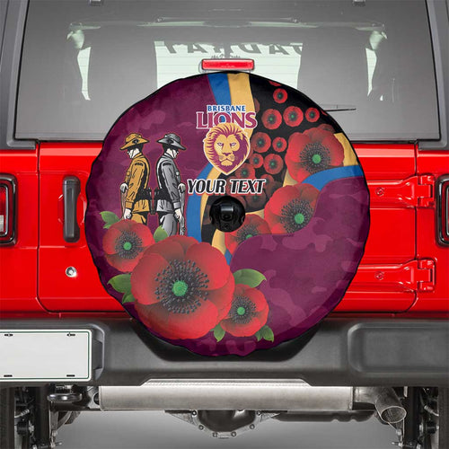 Brisbane Lions ANZAC Personalised Spare Tire Cover Lest We Forget Poppy Camo