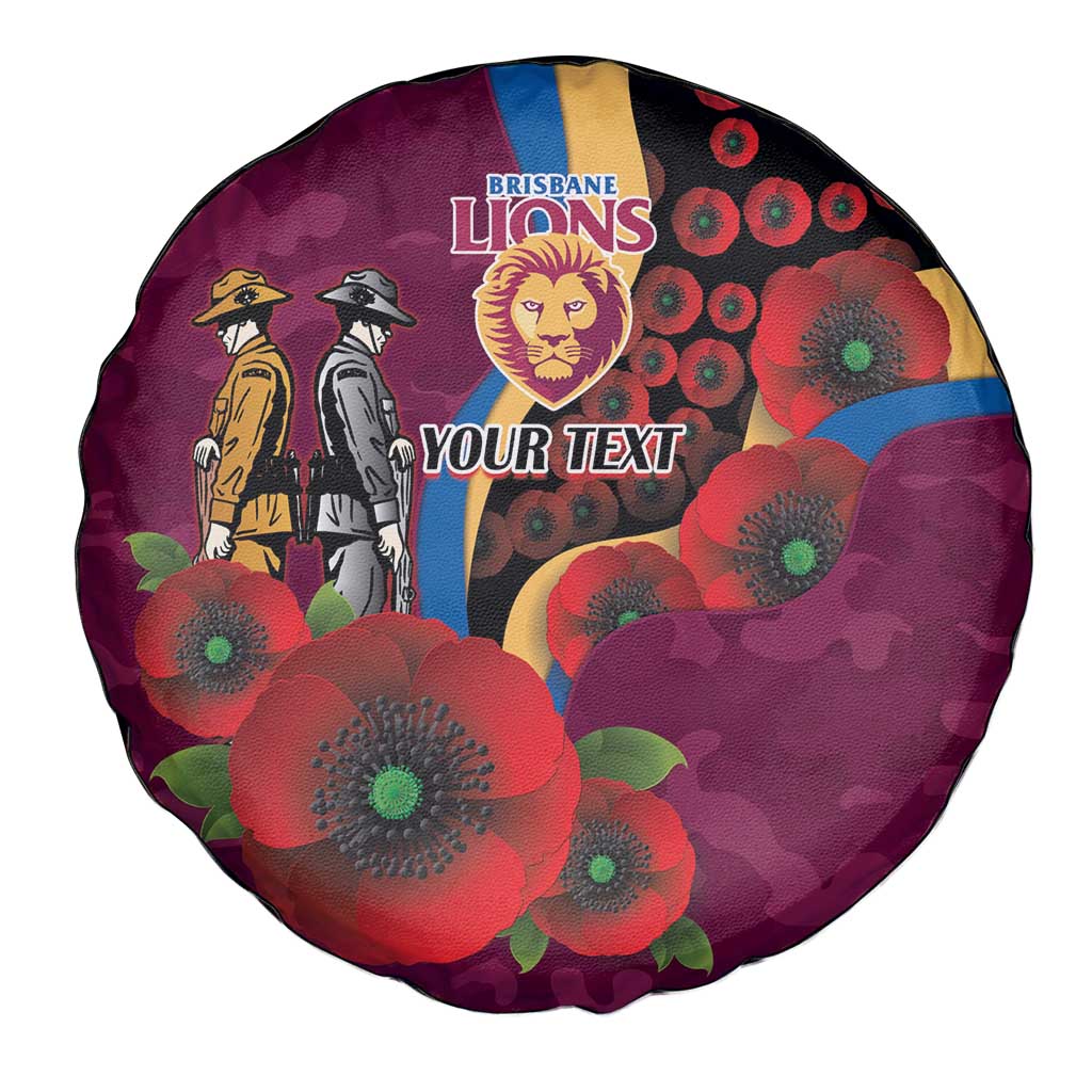 Brisbane Lions ANZAC Personalised Spare Tire Cover Lest We Forget Poppy Camo