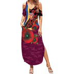 Brisbane Lions ANZAC Personalised Summer Maxi Dress Lest We Forget Poppy Camo