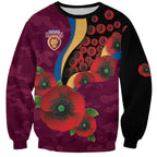 Brisbane Lions ANZAC Personalised Sweatshirt Lest We Forget Poppy Camo