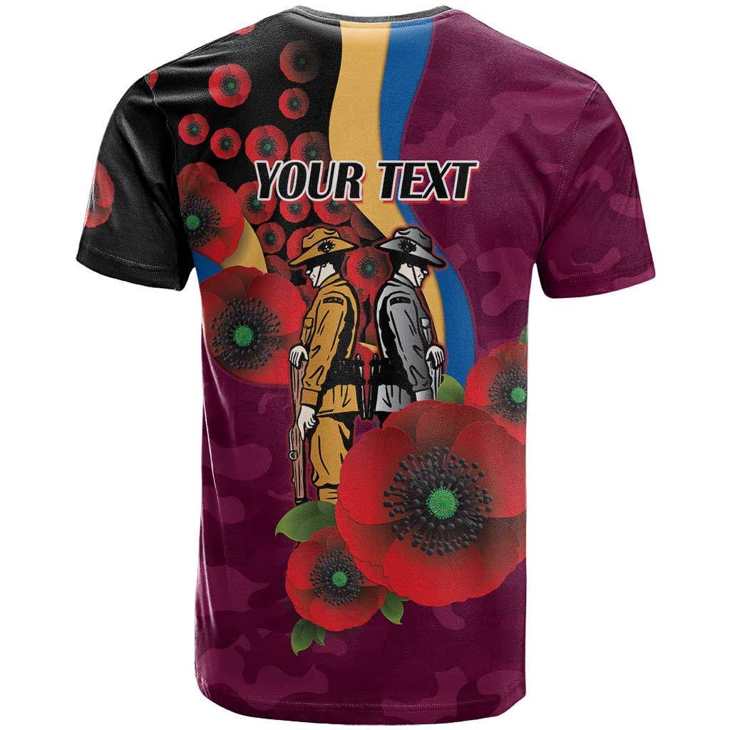 Brisbane Lions ANZAC Personalised T Shirt Lest We Forget Poppy Camo